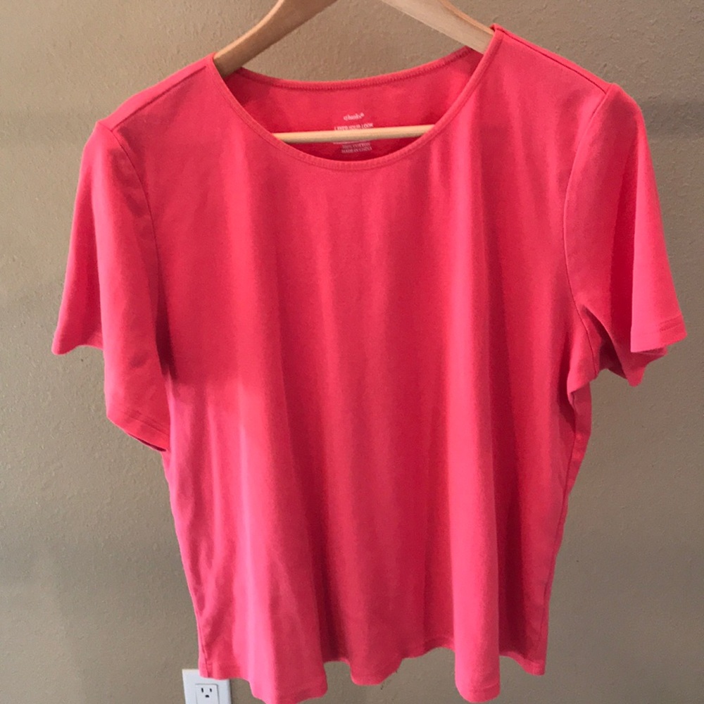 CJ Banks coral short sleeve crew neck t-shirt